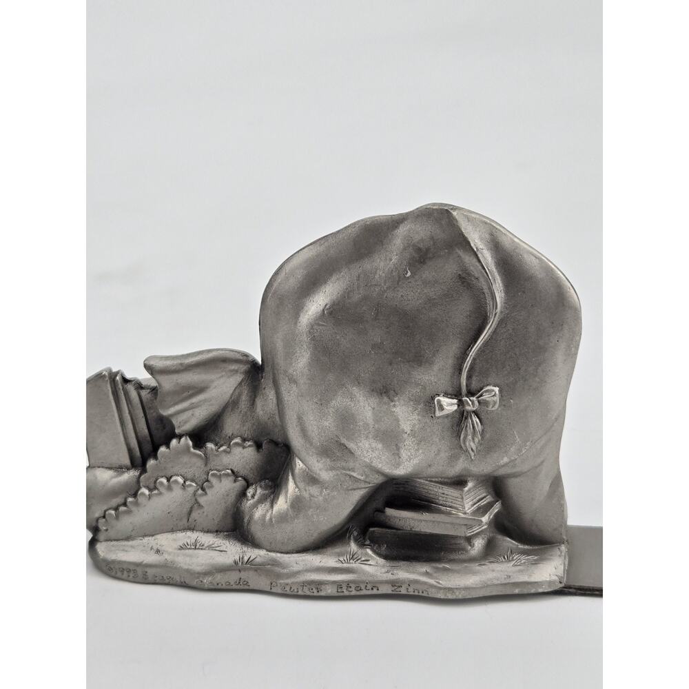 Whimsical Vtg 90s Etain Zinn Seagull Pewter Giraffe Elephant Storytime Bookends - Picture 5 of 16